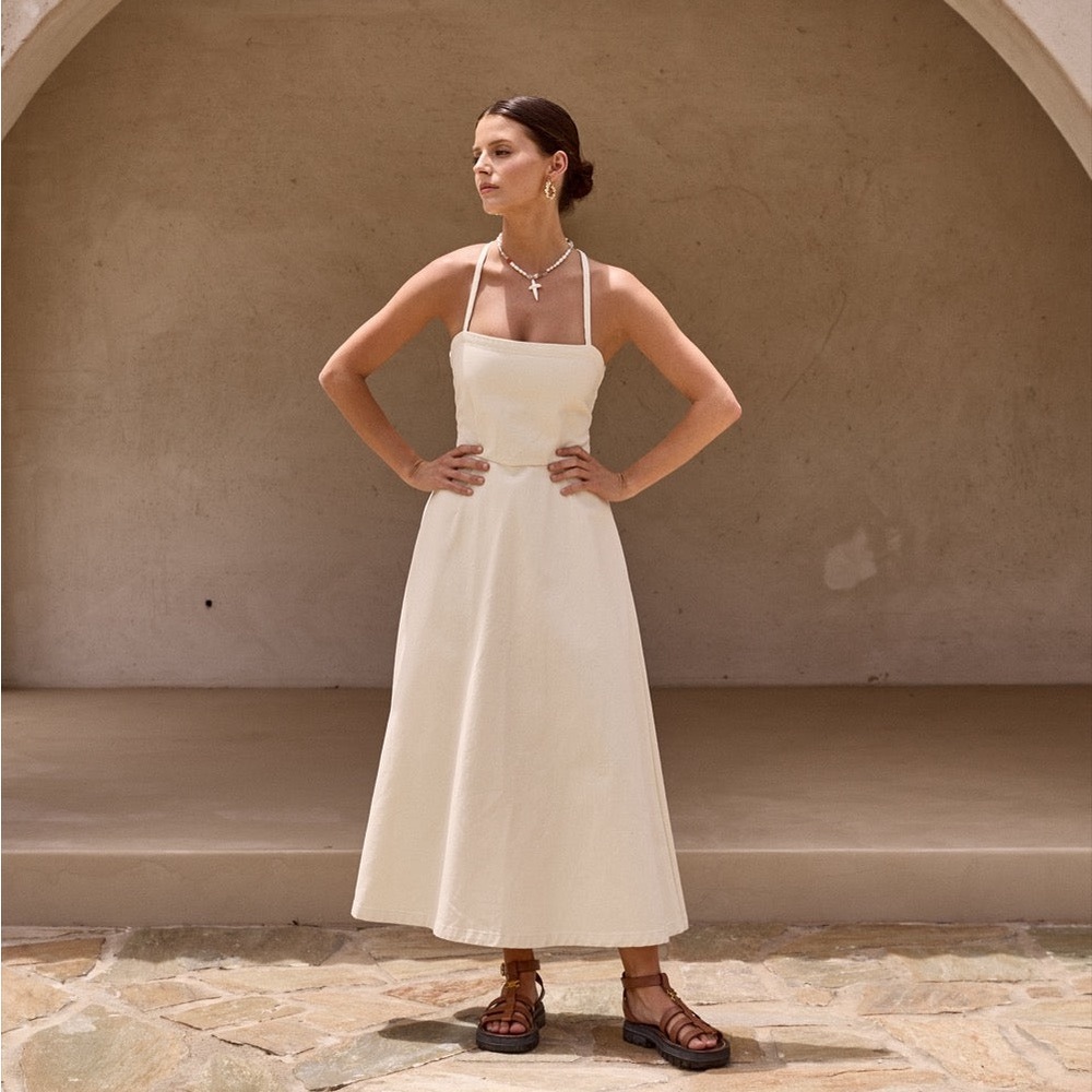US2/AU6  VRG GRL SELITA MIDI DRESS CREAM